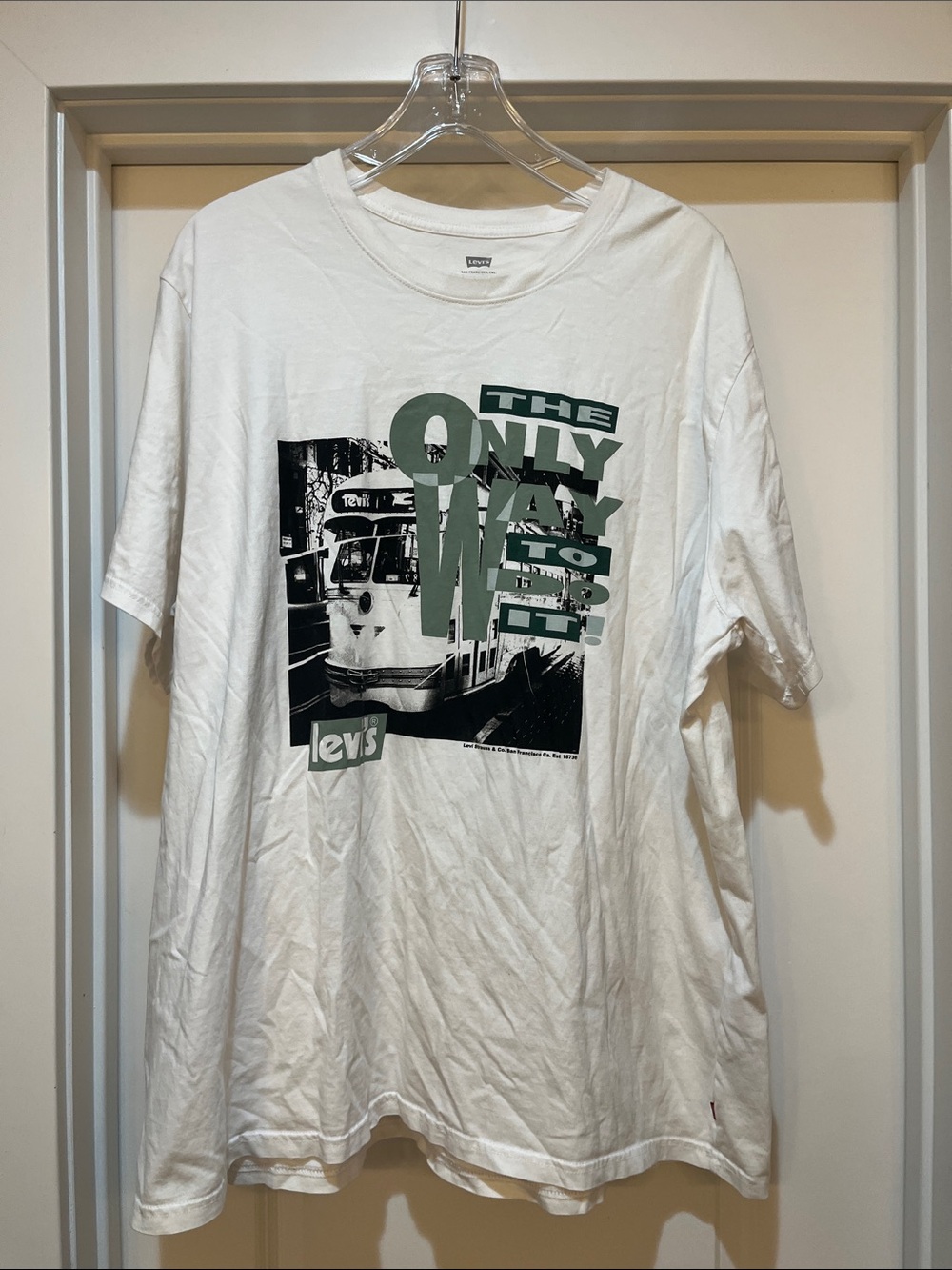 Levi's White Tee with Green and Black Graphic - Men's Short Sleeve